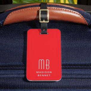 Elegant Red Monogram Luggage Tag