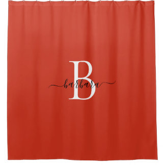Elegant Red Monogram Script Name