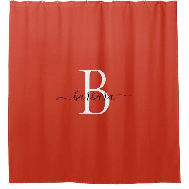 Elegant Red Monogram Script Name (Front)