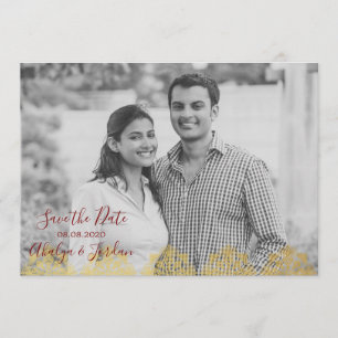 Elegant Red n Gold Ganesha & Mehndi Save the Date