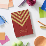 Elegant Red Name Faux Gold Chevron Pattern iPad Pro Cover<br><div class="desc">Elegant red iPad pro cover featuring faux gold chevron pattern that you can personalize with your name. Great as gifts for family and friends or for yourself. Personalize it by replacing the placeholder text. For more options such as to change the font and its size click the "Customize" button. *Please...</div>