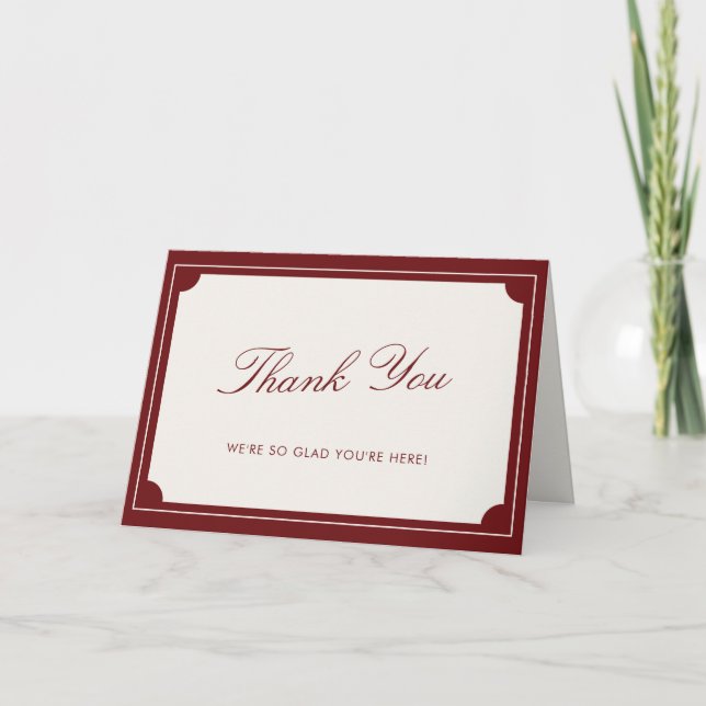 Elegant Red Old Money Wedding Thank You Card (Front)