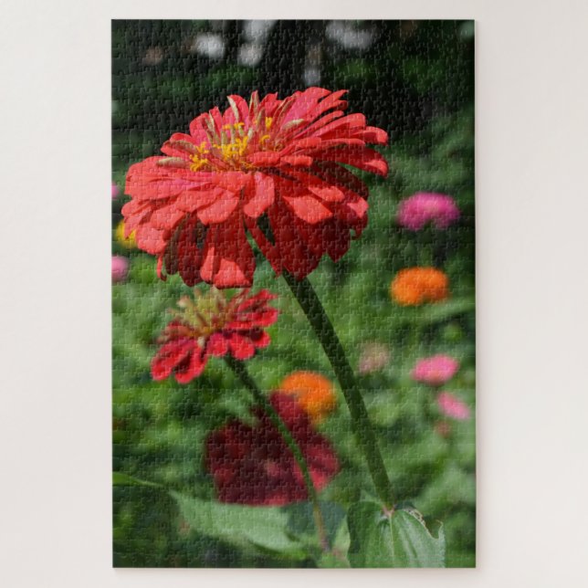 Elegant red orange floral flower garden  jigsaw puzzle (Vertical)