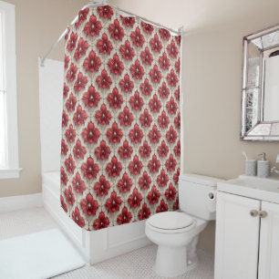 Elegant Red Orchid Pattern With Pearl Beads