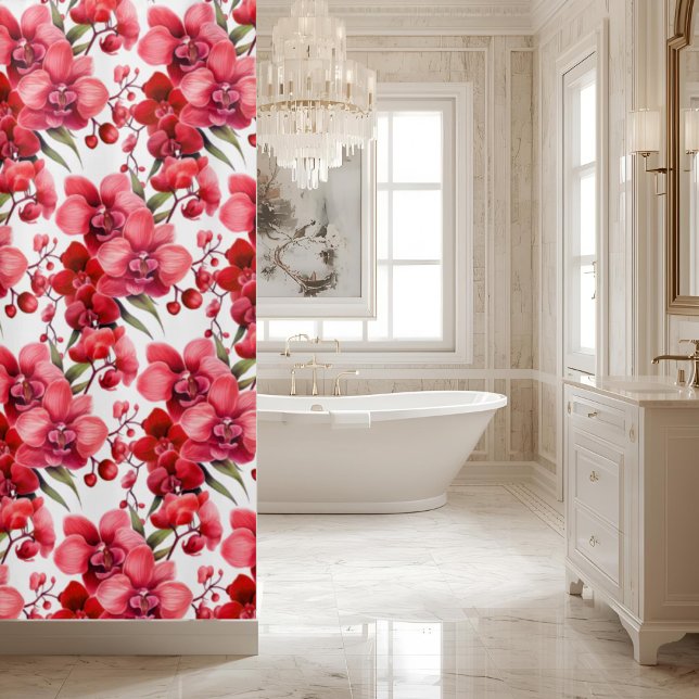 Elegant Red Orchids Shower Curtain (Creator Uploaded)
