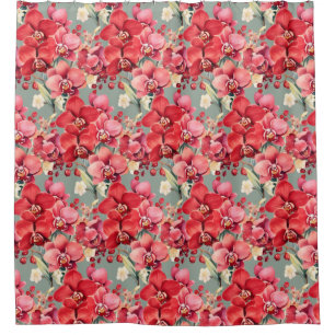 Elegant Red Orchids Shower Curtain