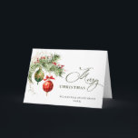 Elegant Red Ornament Merry Christmas Corporate Hol Holiday Card<br><div class="desc">Elegant Red Ornament Merry Christmas Greeting Holiday Card.</div>