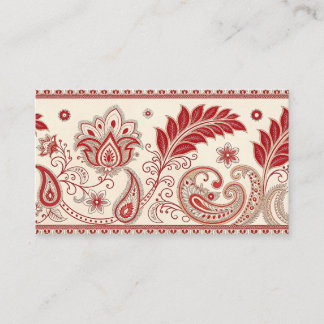 Elegant Red Paisley Floral Pattern – Traditional I Business Card