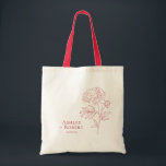 Elegant Red Peony Flower Wedding Welcome Tote Bag<br><div class="desc">A red peony line drawing makes an elegant statement for your wedding. You may personalize with your information and change the colour to suit your event.</div>