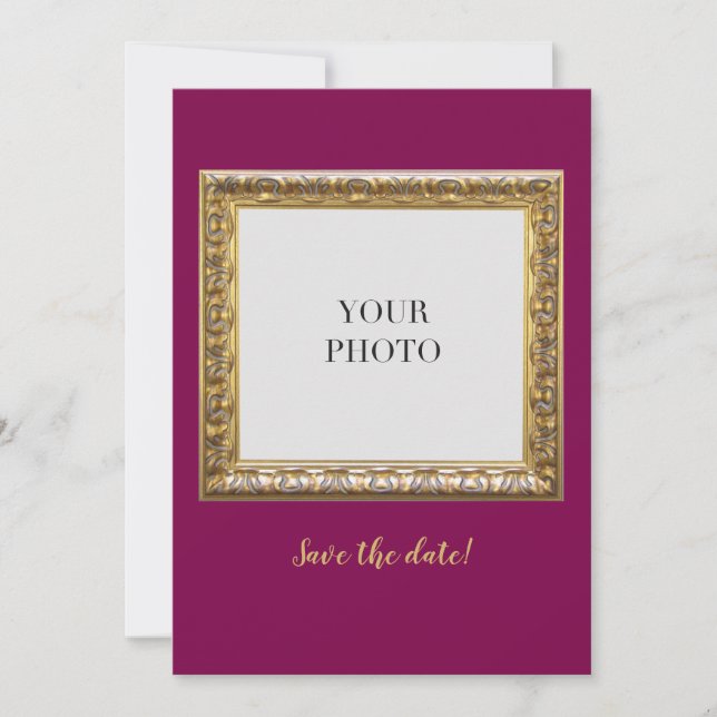 Elegant Red Personal Photo and Text Save The Date (Front)