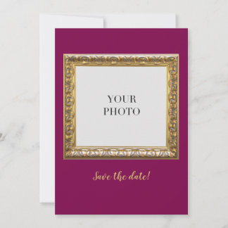 Elegant Red Personal Photo and Text Save The Date