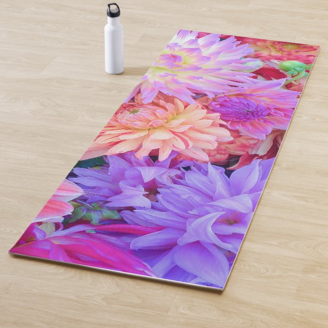 Elegant Red Pink Purple Orange Flowers Bouquet | Yoga Mat (In Situ)