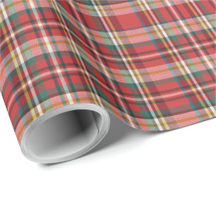 Elegant Red Plaid Christmas Holidays Matching Wrapping Paper