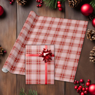 Elegant Red Plaid Pattern Wrapping Paper