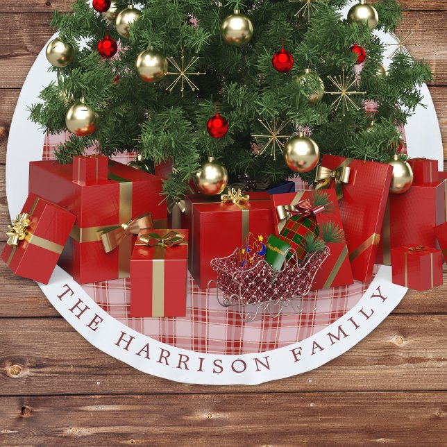 Elegant Red Plaid Personalized Brushed Polyester Tree Skirt (Elegant Red Plaid Personalized Brushed Polyester Tree Skirt)