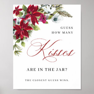 Elegant Red Poinsettia Christmas Bridal Shower Poster