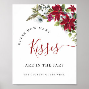 Elegant Red Poinsettia Christmas Bridal Shower Poster