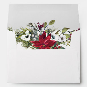 Elegant Red Poinsettia Christmas Watercolor Envelope