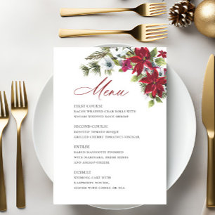 Elegant Red Poinsettia Christmas Wedding Menu