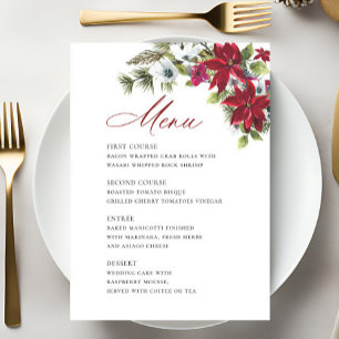 Elegant Red Poinsettia Christmas Wedding Menu