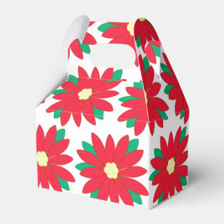 Elegant Red Poinsettia Floral Pattern Christmas Favor Box