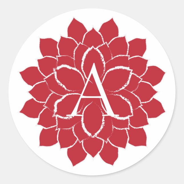Elegant Red Poinsettia Monogram initial A  Classic Round Sticker (Front)