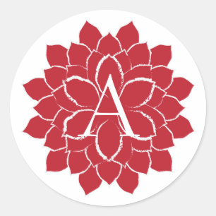 Elegant Red Poinsettia Monogram initial A  Classic Round Sticker