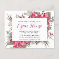 Elegant Red Poinsettia Open House Invitation