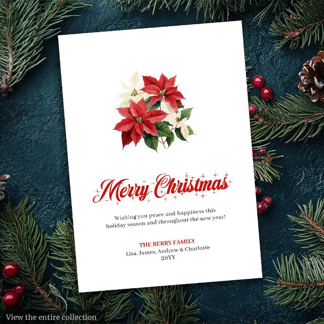 Elegant Red Poinsettia Script Font Greeting Card (Elegant Red Poinsettia Script Font Greeting Card

)