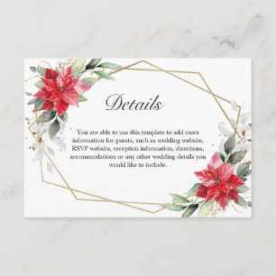 Elegant Red Poinsettia Winter Greenery Details Enclosure Card