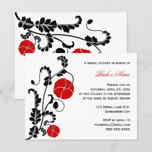 Elegant Red Poppy Bridal Shower Invitation