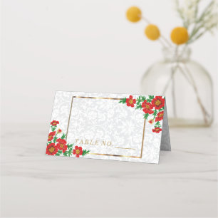 Elegant Red Poppy Flowers Place Card