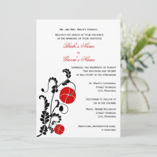 Elegant Red Poppy Wedding Invitation