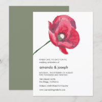 Elegant Red Poppy Wedding Save the Date Card