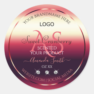 Elegant Red Product Labels Diamonds Initials Logo