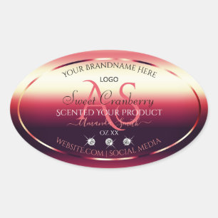 Elegant Red Product Labels Diamonds Initials Logo