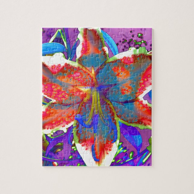 Elegant red purple blue floral  Lily Jigsaw Puzzle (Vertical)