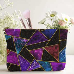 Elegant red purple girly geometric accessory pouch