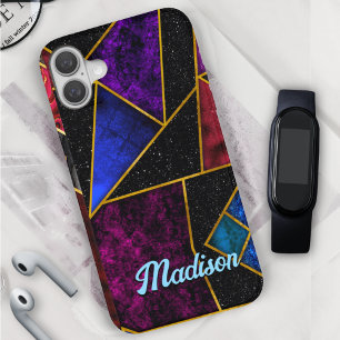Elegant red purple girly geometric  iPhone 16 case