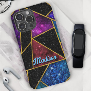 Elegant red purple girly geometric  iPhone 16 pro case