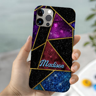 Elegant red purple girly geometric  iPhone 15 case