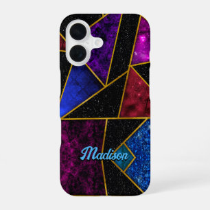 Elegant red purple girly geometric  iPhone 16 case