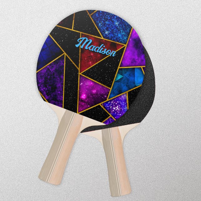 Elegant red purple girly geometric ping pong paddle (Creator Uploaded)