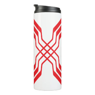 Elegant Red Ribbon line Letter X Monogram Thermal Tumbler