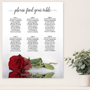 Elegant Red Rose 6 Table Wedding Seating Chart