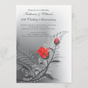 Elegant Red Rose Anniversary Invitation