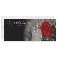 Elegant Red Rose Black and White Save the Date