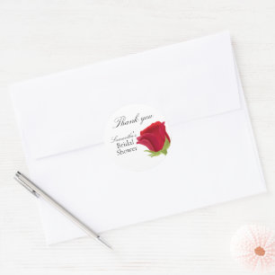 Elegant Red Rose Bridal Shower  Classic Round Sticker