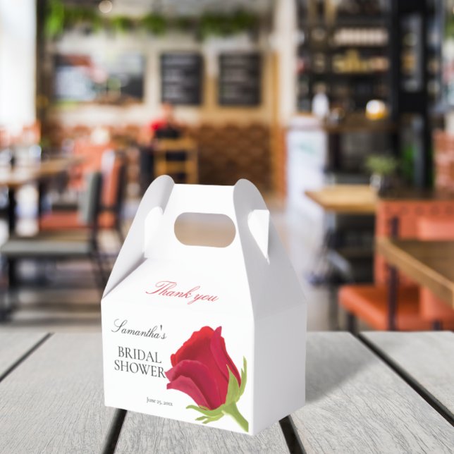 Elegant Red Rose Bridal Shower  Favor Box (Creator Uploaded)