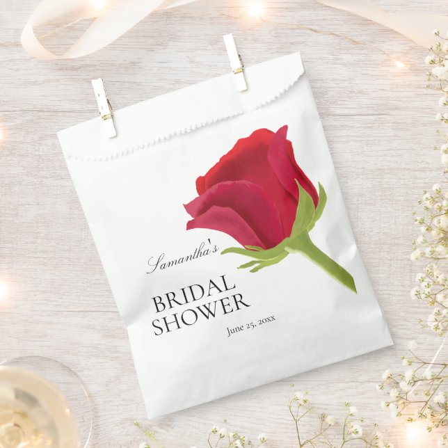 Elegant Red Rose Bridal Shower Favour Bag (Clipped)